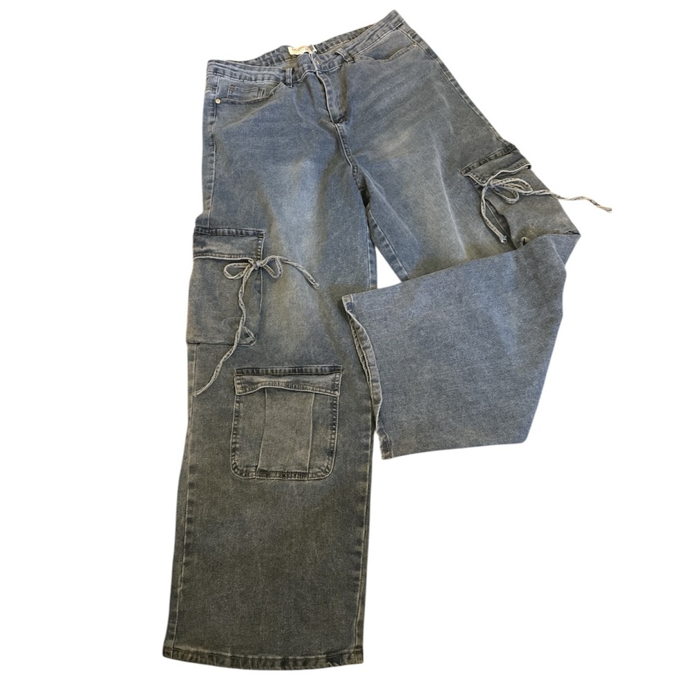 Celebrity Ace Denim Cargo Jeans Y2K Utility Wide Leg – Women’s Size 14